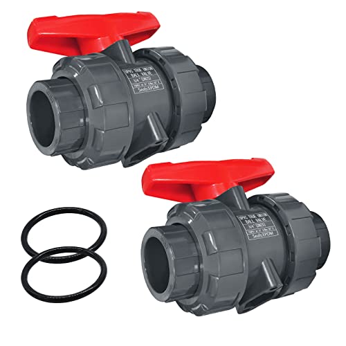 Boltigen 3/4 Inch True Union PVC Ball Valve, Full Port Slip Socket Water Valve with ASTM EPDM O-Rings, Leak-Free Shut Off Valves for Swimming Pool, Irrigation, and Home Plumbing (DN20, 2-Pack) - color: 3/4inch-2Pcs