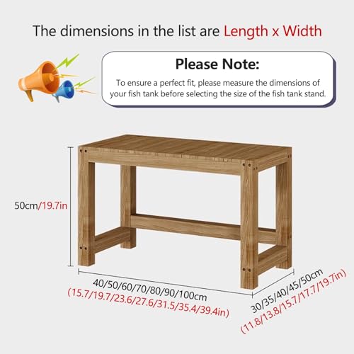 Solid Wood Fish Tank Stand with Non-Slip Feet, Customizable Size for Home, Office & Hotel - Durable Indoor Storage Rack (80x30cm/31.5x11.8in) - size: 80x30cm/31.5x11.8in