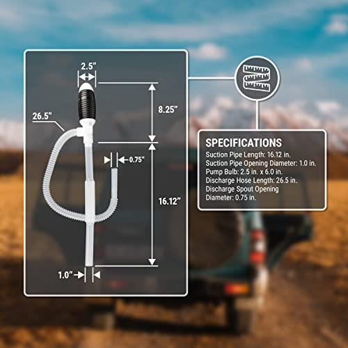 TERA PUMP - Manual, Portable Siphon Pumps Up to 12 Liter per Minute - Multiuse Patented Suction Tube Can be Set Straight (Rigid) w/Additional Piece, Or Flexible For Irregular Shaped Containers - style: 3 GPM