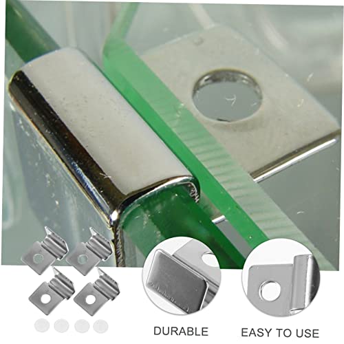 Ipetboom 8pcs Glass Lid Brackets for Fish Tank Aquarium Support Clips Easy Installation for Open Tanks Sturdy Holder for Aquatic Environments - color: Silverx2pcs, size: 2.1x0.6cmx2pcs