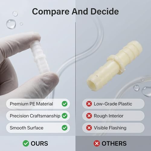 Plastic Hose Barb Fitting, 6mm Straight Equal Barbed Splicer, PE Material, 10 Pieces, for Aquarium and Water Tubing - size: 6-6mm straight through