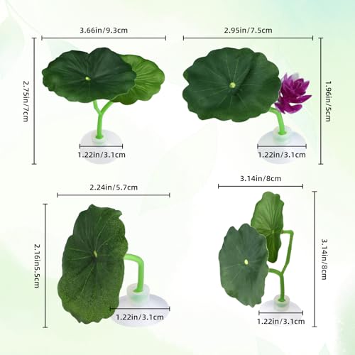 4Pcs Betta Fish Leaf Pad Hammock,Hammock Soft Aquarium Decor,Betta Fish Tank Decoration,Plastic Plants Practical Resting Spot Decorations for Fishes Sleeping Resting Hiding Playing