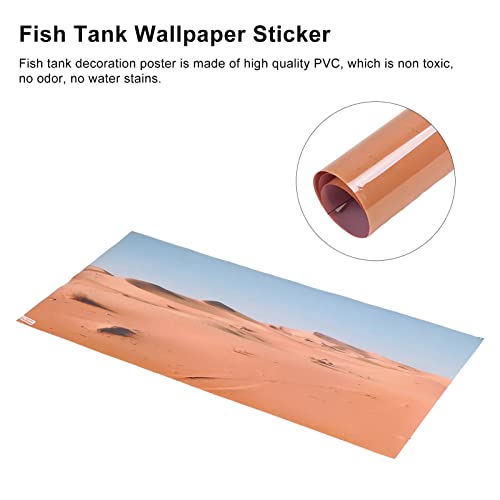 Aquarium Poster PVC Self Adhesive 3D Desert Style Fish Tank Background Decoration, Vivid Underwater Scenery Wallpaper for Freshwater and Saltwater Tanks (91 * 50CM) - size: 91*50CM