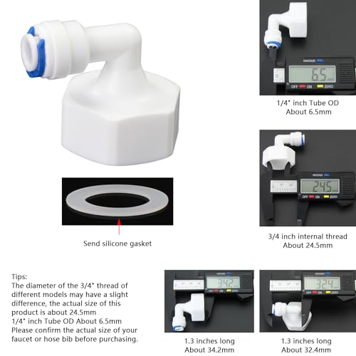 3/4"M & F to 1/4" Push-Fit Adapter, 3 Pcs | Plastic RO water filter hose connector for garden hoses, pre-purifiers & water purifiers. - style: 1/4” Tube to 3/4” Thread (3 styles mixed)