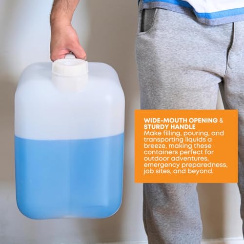 FastRack 5 Gallon Hedpak Jug with Screw Cap | 3-Pack BPA-Free Food-Grade HDPE Water Container, Leak-Resistant White | For Brewing, Fermentation & Emergency Water Storage - size: 3 Pack - 5G