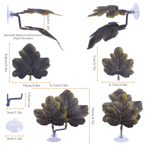 Betta Fish Hammock - Dual Leaf Design with Strong Suction Cups, Non-Toxic Durable Material for Spawning & Resting, Natural Aquarium Decor for Beta Fish Tanks (Brown, 3) - color: Brown, size: 3