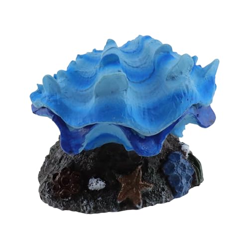Aquarium Decoration with Air Stone Bubbler Shells Ornament Fish Tank Bubble Maker Aquarium Air Bubbling Great Addition for Fish Tank Aquarium（Blue Shell & Pearl） - color: Blue Shell & Pearl