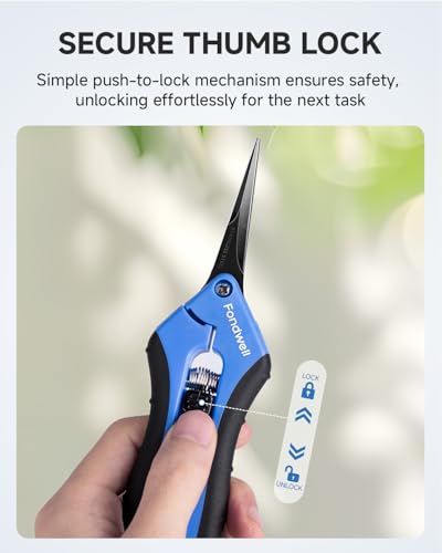 Fondwell 6.5" Trimming Shears Pruning Snips: Precise Gardening Scissors with Curved Micro Tip - Ideal for Tight Space Garden Work - style: Trimming Scissors (Curved Blades)
