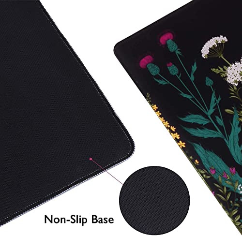 iCasso Desk Mat, Big Desk Pad, XXL Extended Gaming Mouse Pad, Large Mouse Pad for Desk Protector, Rubber Base Mousepad with Stitched Edges, Keyboard Mouse Mat for Work, Game, Office, Home - Weeds - color: A-weeds