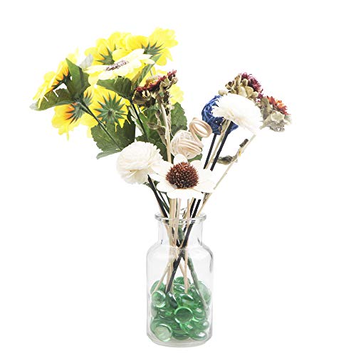YIYA Green Flat Marble Decorative Beads Glass Gems for Home Decoration Vase Filler Fish Tank Bottom Decoration (About 0.68 lb(310g)/Bag)