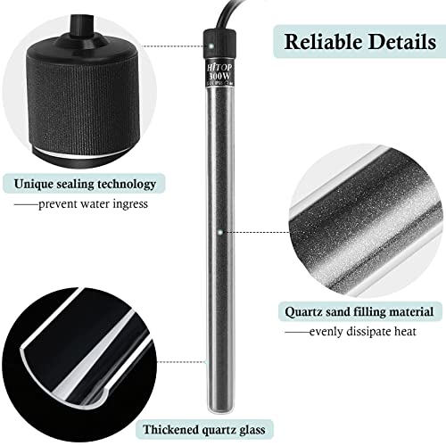HITOP Compact Submersible Aquarium Heater -300W Digital Heater for Fish Tank/Turtle Tank, for Saltwater and Fresh Water with Temperature Controller - size: (45-75Gal) 300W