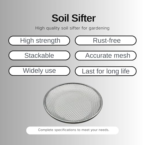 3 PCS Soil Sieve for Garen -12 inches Soil Sifter for Rocks Compost Suitable for 5 Gallon Drums 10mm，6mm，3mm