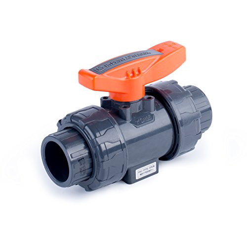 HYDROSEAL Kaplan 1’’ PVC True Union Ball Valve with Full Port, ASTM F1970, EPDM O-Rings and Reversible PTFE Seats, Rated at 200 PSI @73F, Gray, 1 inch Socket (1 inch) - size: 1 Inch