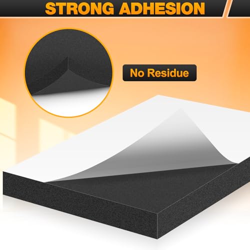MYFAMIREA 8 PCS Adhesive Foam Padding Sheets Closed Cell Self Adhesive Sticky Foam Pads, 1/2" Thick 6'' x 6'' Neoprene Rubber Sheets Non-Slip Insulation Pads Vibration for Furniture Crafts Cars, Black - size: 6 x 6 x 1/2 IN