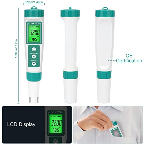 Salt Water Pool Tester Professional Salinity Meter for Sodium Chloride Swimming Pool and Spa Salt Tester Range 0-9000ppm