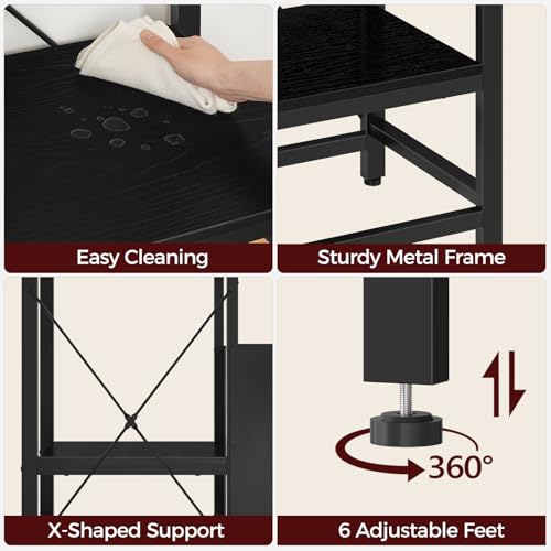 MAHANCRIS 40-50 Gallon Fish Tank Stand, Aquarium Stand with Power Outlet and Storage Cabinet, Heavy Duty Tank Stand Suitable for Turtle Tank, Reptile Terrarium, for Home Office, Black FTBK50E01