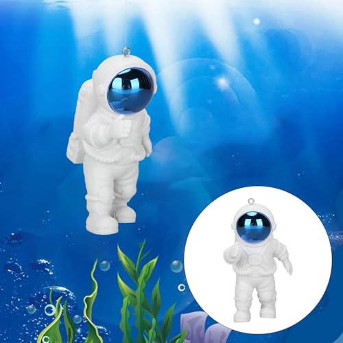 1 Pack Blue-White Floating Aquarium Decorations - Cute Astronaut Figurines for Fish Tanks, Safe Resin Underwater Ornaments for Freshwater/Saltwater, Home/ Office Aquascaping Fish Tank Accessories