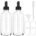Bumobum Dropper Bottles 4oz, 2 Pack Clear Tinctures Bottle with Dropper for Essential Oils with Funnel, Labels & Pipette, Glass Dropper Bottles for Aromatherapy(Unbreakable Plastic Eye Dropper) - color: Clear