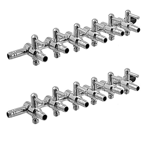 Aquarium Air Valve 6 Way Inline Manifold Air Flow Pump Tubing Splitter Lever Control Valve 2-Pack