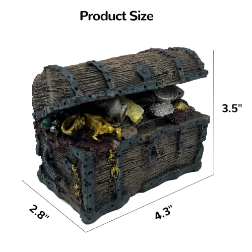 Mipukbay Treasure Chest Fish Tank Decorations, Funny Aquarium Decor Ornament for Small Aquarium and Fish Tank, Safe Landscape Rock Cave for Betta Fish, Goldfish and Aquatic Pets - size: Treasure Chest