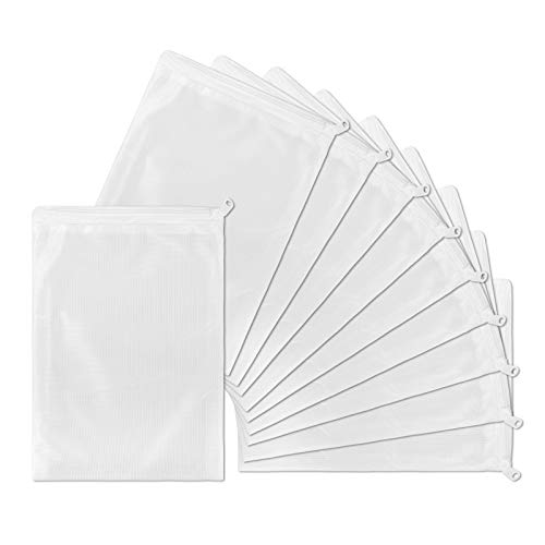 Media Bags for Aquarium - Extra Fine Mesh Bag - 10 PCS Fine Mesh Reusable Nylon Net Filter Bags with Plastic Zipper for Extra Fine Resins Filter, 7.9 x 5.5 Inch - color: Extra Fine, White 10Pack, size: 7.9 x 5.5 Inch