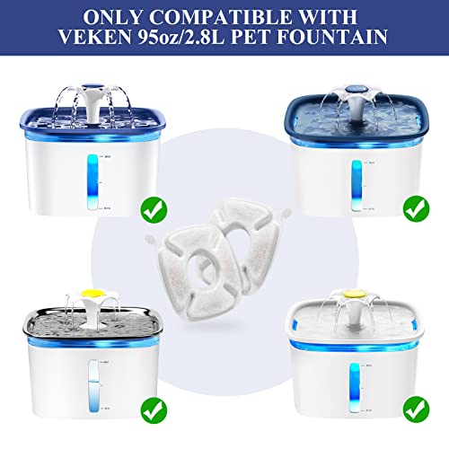 16 Pcs Cat Fountain Replacement Filters：8 Pack Cat Water Fountain Replacement Filters & 8 Pack Pre-Filter Sponges, Pet Fountain Filter Fit for 95oz/2.8L Automatic Pet Fountain Cat Water Fountain