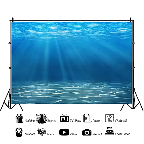 Laeacco Underwater World Background 13x10ft Undersea World Sunlight Deep Sea Blue Water Sun Ray Backdrop Seabed Children Birthday Party Home Decoration Kid Boy Newborn Photo Studio Aquarium Background - size: 13x10ft