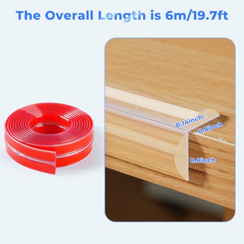 Edge Corner Protector Baby Proofing, Clear Soft Corner Protectors Baby Proof, Furniture Corner Guard & Edge Safety, Edge Protector for Table and Fireplace(19.6ft L*1.56inch W*0.14inch H) - size: 19.6ft L*1.56inch W