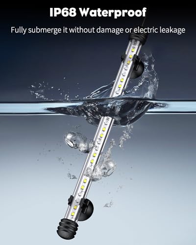 Pawfly 5 W Aquarium LED Light 11 Inch Underwater Fish Tank Light with Full Spectrum IP68 Waterproof White Blue Red Lights with Daytime & Night Mode Timer Auto On/Off and Adjustable Brightness - color: Basic (Timing Function), size: 11 Inch