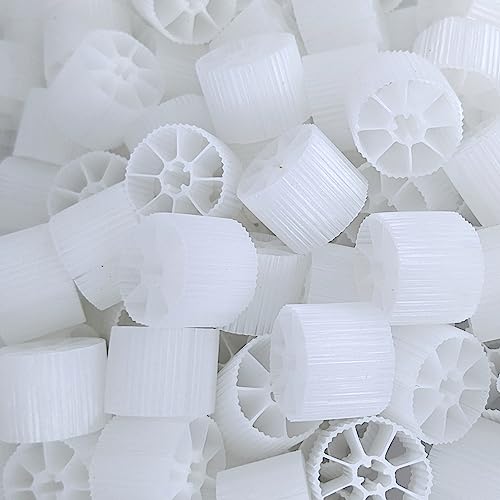 Moving Bed Bio Filter Media - 20mm, White, for Koi Ponds, Aquariums, Aquaculture, Aquaponics (100 pcs)