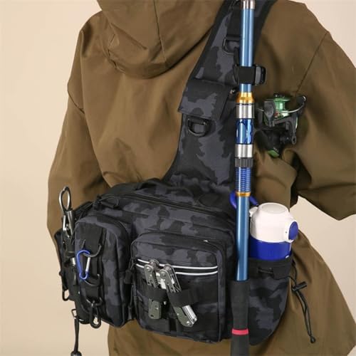 Tactical Fishing Backpack with Rod Holders,35L MOLLE Tackle Bag Water Resistant for Men and Women,Outdoor Gear Storage for Saltwater and Freshwater (Dark Camouflage) - color: Dark Camouflage