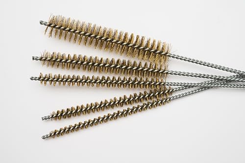 PMD Products 10-Piece Tube Cleaning Brush Kit | Brass Wire Bore Brushes & Stainless Steel Brushes 12" Long (1/4" to 3/4") for Tubes, Cylinders, and Narrow Spaces