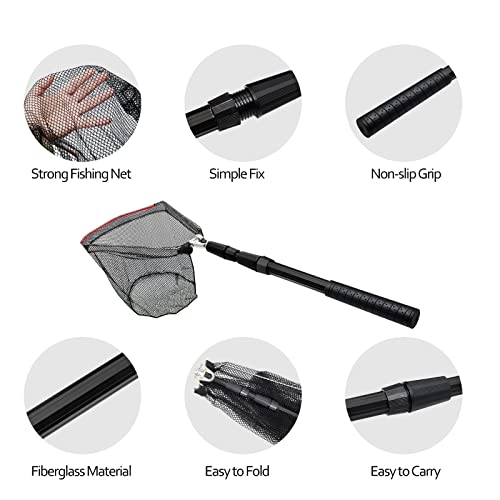 SAN LIKE Fishing Net Fish Landing Net Collapsible Fish Net with Anti-Slip Telescoping Rubber Pole Handle for Kids Adults in Saltwater Freshwater Multi-Size Extending to 37/42/43/51/69/71/89/98inch - color: 2pack-Aluminum pole,length 31" to 51"