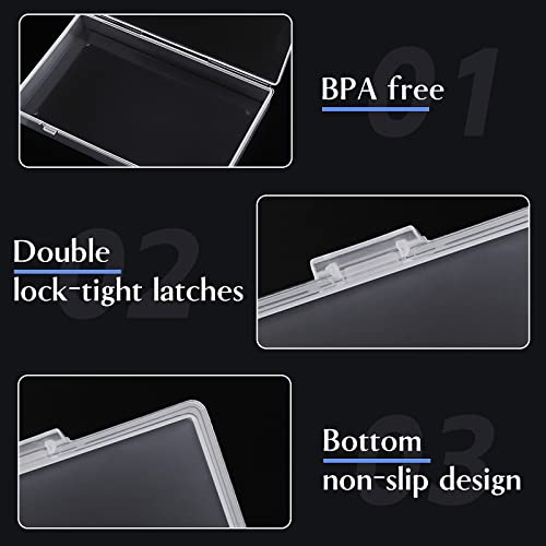 24 Pack Mixed Sizes Rectangular Mini Plastic Containers Clear Plastic Storage Boxes with Hinged Lids and Labels Empty Beads Organizers for Small Items Art Craft Jewelry Projects - size: 4 Size 24 Pcs