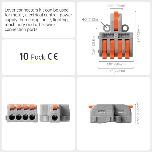 10Pcs Mini Electrical Wire Connectors, DIY Splicing into 4/6/8/9/10 Way Quick Connector Terminal Blocks (1 in 4 Out, Nylon) - style: 1 in 4 out, nylon