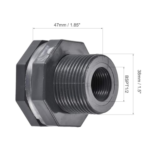 Bulkhead Fitting, G1/2 Male, Tube Adaptor Pipe Fitting with Silicone Gasket, Water Tank Connector for Rain Barrels Aquariums Water Tanks Tubs Pools Spigot, 4pcs - size: G1/2 4pcs