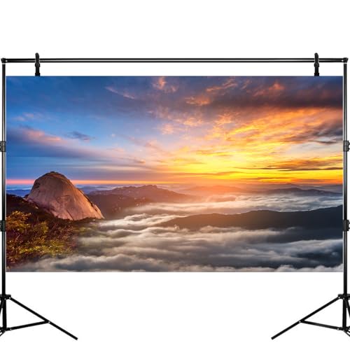 Sunrise Mountain Aquarium Background Lush Clouds Mountain Peaks Terrarium Backgrounds Sunset Foggy Mountain Landscape Fish Tank Background Misty Sunrise Rock Mountain Reptile Tank Backgrounds 24x12in - color: Orange_Blue, size: 24(W)x12(H)inches/ 60(W)*30
