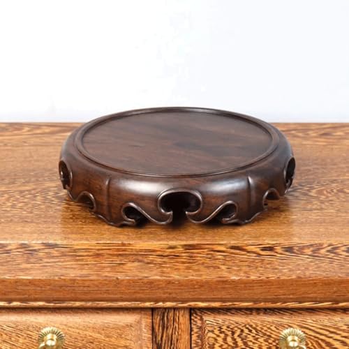 Bonsai Pedestal Solid Wood Round Solid Base Vase Fish Tank Crafts Buddha Statue Ceramic Incense Burner Solid Wood Bottom Pad Vase Pedestal Display Stands