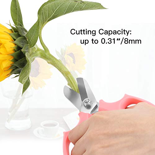 Housolution Flower Scissors, Strong Floral Shears, Premium Steel Garden Pruning Shears Garden Scissors Floral Fruits Leaf Scissors Hand Pruner Snip Trimming Tool for Gardening Flower Arrangement, Pink - color: Pink, size: 1 Pack