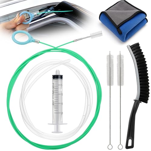 XANGNIER Upgraded Auto Sunroof Drain Cleaning Tool,118in Extra Long Flexible Car Sun Roof Drain Cleaner Unclogger Tool with Tube Cleaner Brush Syringe Hose Cleaning Kit for Windshield Wiper Hole - color: Multicolor1