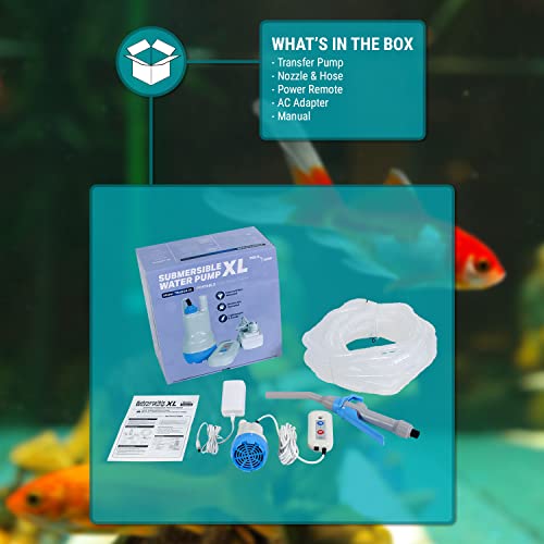 TERA PUMP Aquarium Gravel Cleaner - Electric Automatic Removable Vacuum Fish Tank Water Changer, Sand Washer, Algae Cleaner Filter & 30 ft Hose Up to 8 Liters per Min - size: 30-FT