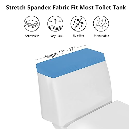 Toilet Tank Lid Cover, Bathroom Stretch Washable Spandex Toilet Tank Protector Cover with Elastic Bottom, Sky Blue - color: Sky Blue