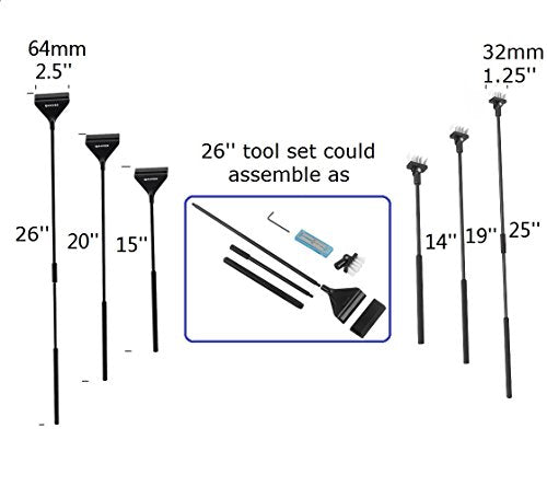 Aquarium Algae Scraper Cleaner Brush with 10 Stainless Steel Blades for Fish Reef Plant Glass Tank 26 Inch
