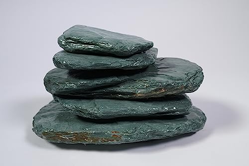 LANDEN River Slate Stone Natural Rocks(18lbs, 3~9 inches,13pcs) for Aquariums, paludariums, Terrariums, Reptile, and Amphibian Enclosures Decorative of Stream's Caves and Caverns - size: 15 River Slate Stone(3-9 inches,18lbs)