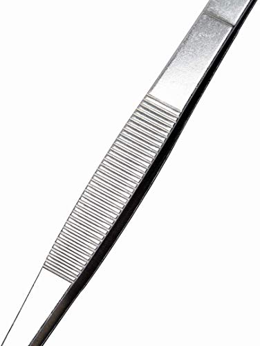 Long Handle Stainless Steel Straight and Curved Tweezers Nippers,Silver,2 pieces