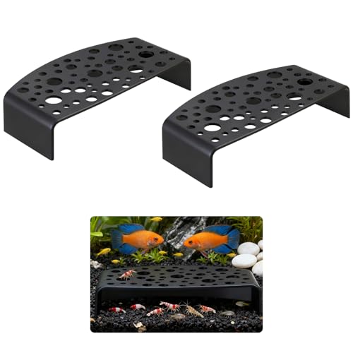 2-Pack Black Shrimp Hides, Aquarium Cave Hides with Multi-Sized Holes, Secure & Stable Breeding & Viewing Caves for Cherry Shrimp, Dwarf Shrimp and Small Fish