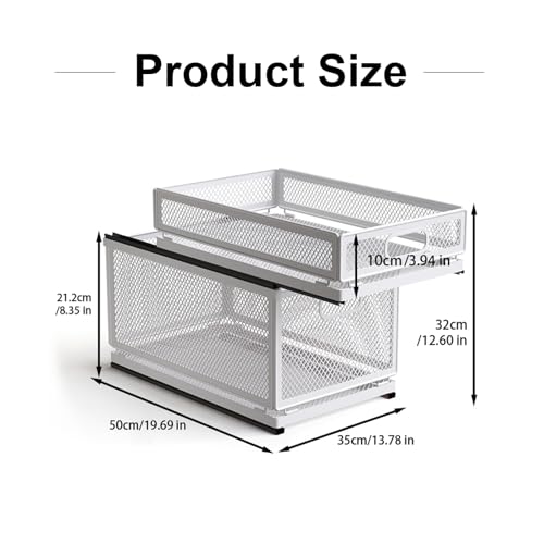 Pull Out Cabinet Organizer, Slide Out Drawers Fixed with Adhesive Nano Film, Pantry Shelves Sliding Drawer Storage Organization for Kitchen (Double Layer 19.7 * 13.8 * 12.6inch/50 * 35 * 32cm) - size: 19.7*13.8*12.6inch/50*35*32cm
