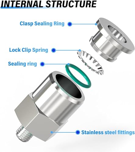 TAILONZ PNEUMATIC 304 Stainless Steel Male Straight 6MM Tube OD x 10-32 Inch UNF Thread Push to Connect Fittings PC6-U10 (Pack of 2) - size: 6mm OD X UNF10-32