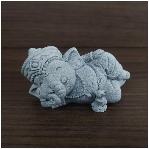 livelyfish Small Elephant Statue Sandstone Figurine Hindu Meditation Buddha Sculpture for Fish Tank Aquarium Decoration (G) - color: G