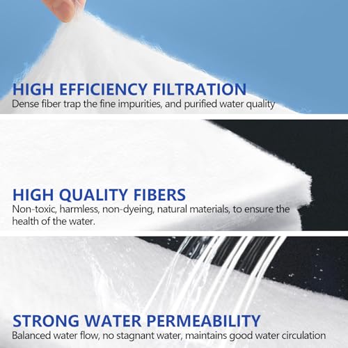 UBeesize Aquarium Filter Media Floss, 6 ft Cut to Fit Pond Filters for Outdoor Ponds and Fish Tank, High Efficiency Aquarium Filter Material, No Dye and Reusable Filter Floss - size: 12" x 72"